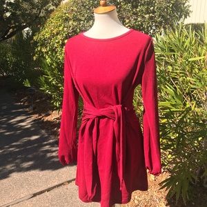 Casual Short Sleeve Sheath Belted Dress w/ Pockets